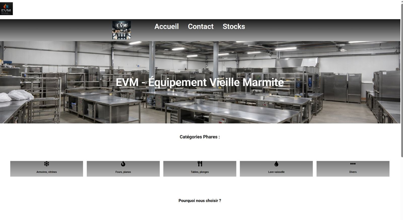 Page d'accueil EVM