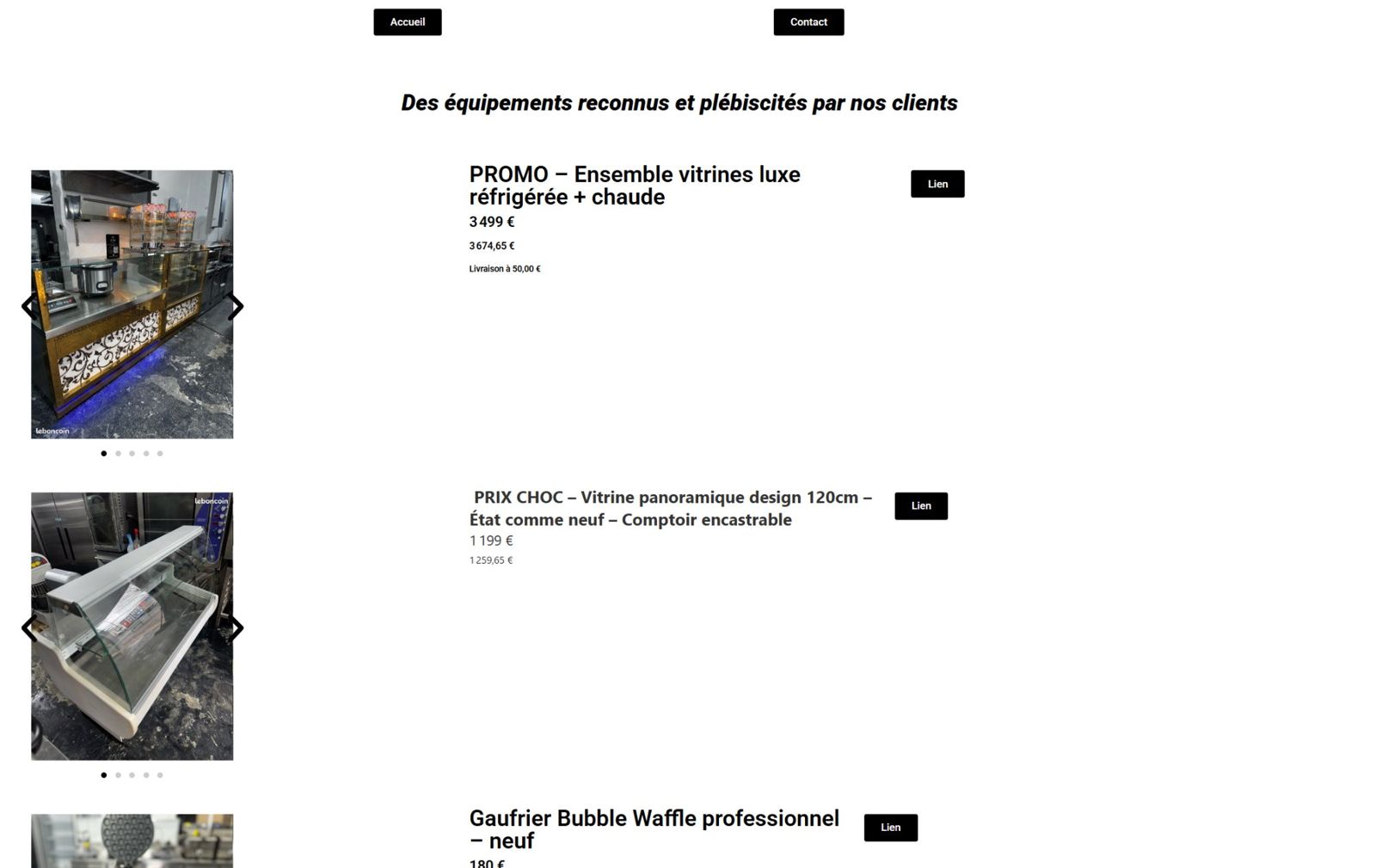 Page produits EVM